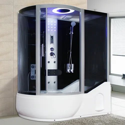 Das Duschbad ist mit einer Badewanne mit trockenem und nassem Trenn glas ausgestattet