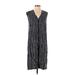 Ann Taylor Casual Dress - Shift V Neck Sleeveless: Gray Print Dresses - Women's Size Small