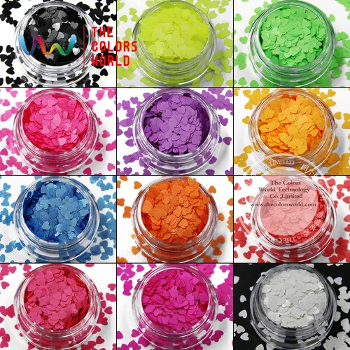 TCT-022 Neon Farbe solvent resistant Herz formen und 12 arten farben Glitter für nagelkunst, nagel gel, make-up und DIY dekoration