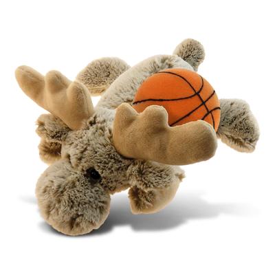 DolliBu Soft Huggable Moose Stuffed Animal with Basketball Plush - 9.5 inches