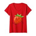 Damen Erdbeer-Halloween-Kostüm. Süße faule Erdbeerfrucht T-Shirt mit V-Ausschnitt