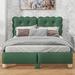 Upholstered Platform Bed with Support Legs, upholstered platform bed features button tufted upholstered headboard