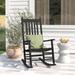 Grondin Indoor and Outdoor Rocking Chair with Solid Wood Frame, All Weather Resistant High Back Patio Porch Rocker