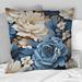 Designart "Blue And White Exotic Floral Canvas I" Floral Printed Throw Pillow