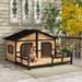 Outdoor Large Wooden Cabin House Style Wooden Dog Kennel with Porch