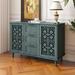 Retro Style Buffet Sideboard Cabinet with Carved Pattern, Wood Storage Cabinet with Adjustable Shelf, 2 Doors and 3 Drawers