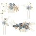 4pcs Wedding Handmade Fashion Hair Comb Set Floral Bridal Headpiece Hair Accessories Rhinestone Wedding Dress Accessories (Blue)