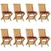 Walmeck Patio Chairs with Wine Red Cushions 8 pcs Solid Teak Wood