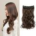 Huaai Realistic Natural Seamless Hair Extension Hair Piece Onepiece Long Curly Hair Fivecard Hairpiece Five Card Long Curly Clip Hair Extensions Wavy Wig Pieces Fashion
