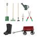 HEMOTON 1 Set Miniature Farm Tools Mini Cart Mini Watering Pot Mini House Accessories