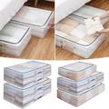 Collapsible Underbed Storage Bag Foldable Organise Containers Handles See Through Reinforced Steel Frame Sturdy St