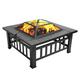 32 inch Fire Pits for Outside with Grill Outdoor Wood Burning with BBQ Grill Cover & Fire Poker for Backyard Bonfire Patio(Black)-SA13