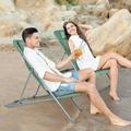 Portable Beach Chair 2 Pcs with Headrest Green