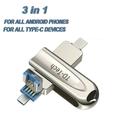 128 GB USB 3.0 Flash Drive OTG Photo Stick 3 in 1 USB 3.0 U Disk for All Android Phones Device Samsung Galaxy Note PC Macbook Type C Tablets