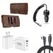 Travel Bundle for TCL 50 XE 5G Belt Holster Clip Carrying Pouch Case Tempered Glass Screen Protector 40W Car Charger Power Adapter 3-Port Wall Charger USB C to USB C Cable (Brown)