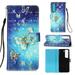 Dteck Samsung Galaxy S23 Case 3D PU Leather Wallet Flip Protective Phone Case with Wrist Strap Card Slots Holder Pocket Cover for Samsung Galaxy S23 Golden Butterfly