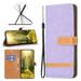 Premium Denim Canvas Case For Galaxy S24 Plus Wallet Case with [RFID Blocking] Card Slot Kickstand Magnetic Closure Leather Flip with Strap Phone Cover For Samsung Galaxy S24 Plus Purple