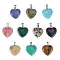 Heart Shape Stone Pendants 10pcs Heart Shape Healing Beads Natural Stone Charms Pendants Heart Shape Stone Pendants DIY Crystal Charms for Necklace Jewelry Making (Random Color/20mm/ with no Necklace)