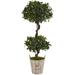 Silk Plant Nearly Natural 4.5 Sweet Bay Double Topiary Tree in Farmhouse Planter