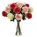 HomeStock Asian Aesthetics Assorted Blooming Roses With Vase