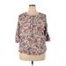 Nine West 3/4 Sleeve Blouse: Pink Paisley Tops - Women's Size 2X-Large - Print Wash