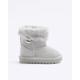 River Island Mini Girls Grey Faux Fur Lining Wedge Boots