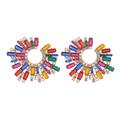 Women's Rounded Abstract Gem Earrings by ELOQUII in Multi (Size NO SIZE)