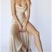 Free People Dresses | Fame And Partners Free People Rosabel Satin Maxi Dress Light Latte | Color: Cream | Size: 10