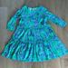 Lilly Pulitzer Dresses | Lilly Pulitzer Nwot Knit Jersey Dress. Tiered Shape. 3/4 Fitted Sleeve. L 8-10 | Color: Blue/Green | Size: Lg