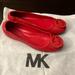 Michael Kors Shoes | Michael Kors Mk Logo Leather Red Flats | Color: Red | Size: 7