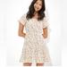 American Eagle Outfitters Dresses | American Eagle Short Sleeve Cream Floral Mini Dress | Color: Cream/White | Size: S