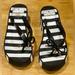 Kate Spade Shoes | Kate Spade Newyork Black & White Striped Platform Flip Flop Sandals Size 7 | Color: Black/White | Size: 7