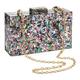 Women Clutches Evening Bags Acrylic Multicolor Purses and Handbags Shoulder Cross Body Bag Formal Wedding Prom Party, Mixed Silver, One Size