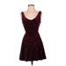 Aqua Casual Dress - Fit & Flare: Burgundy Paisley Dresses - Women's Size X-Small