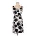 Ann Taylor Casual Dress - Mini Scoop Neck Sleeveless: Gray Print Dresses - Women's Size 00 Petite