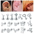 Mini Boucle d'Oreille en Acier Clip Piercing Plume Étoile Lumineuse Helix Cartilage Tragus