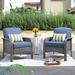 Winston Porter Odise Wicker Outdoor Lounge Chair Wicker/Rattan in Gray/Blue/Indigo | 33.68 H x 26.39 W x 30.13 D in | Wayfair