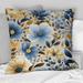 Designart "Blue & Ivory Coastal Dreams Floral Pattern" Floral Printed Throw Pillow