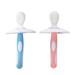 2pcs Bristle Toothbrush Baby Oral Teeth Cleaning Toothbrush Baby Silicone Training Toothbrush (1pcs Pink 1pcs Blue)