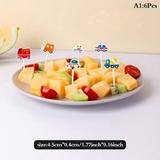 iminfit 1 Set Car Castle Vegetable Crockery Cute Mini Toddler Children Fruit Forks Toothpicks Bento Lunches Party Decoration