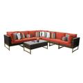 AMALFI 8 Piece Wicker Patio Furniture Set 08a in Gold and Tangerine