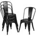 Metal Dining Chairs Set Of 4 Black High Back Industrial Chairs Indoor/Outdoor Chic Dining Bistro Cafe Side Barstool Bar Chair Coffee Chair