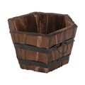 Wooden Planters Hexagon Wooden Flower Pots Rustic Planter Box with Drainage Holes for Decoration 13x10cm