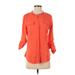 Calvin Klein 3/4 Sleeve Blouse: Orange Print Tops - Women's Size Small