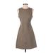 Theory Casual Dress - A-Line Crew Neck Sleeveless: Brown Print Dresses - Women's Size 2