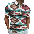 Fanxing Western Print Polo Shirts For Men Ethnic Aztec Polo Shirt Printing Short Sleeve Western Shirt Summer Classic Regular Fit Golf Shirts Gift for Dad White M