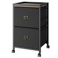 Danolapsi File Cabinet Vertical Mobile Filing Cabinet Fits A4 or Letter Size File Cabinet with 4 Drawer Fabric Vertical File Cabinet on Wheels Home Office Small Under Desk Storage Cabinet Black