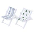 2pcs Mini House Beach Chairs Miniature Lounge Chair Folding Table Ornament