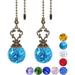 2 Pieces Amber Pull Chain Ceiling Fan Pull Chain Ornaments Light Pull Chain Extension Decorative Crystal Pull Chain 30CM Each Chain (Crystal Ice Cracked Ball)