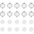 50 Sets 12mm Round Blank Bezels Blank Bezel Tray Stainless Steel Links with Transparent Glass Cabochons (11.5-12mm) for DIY Bracelets Link Making Accessories